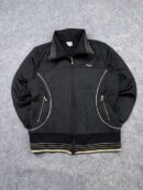 Fila Women’s Quilted Track Jacket Black Gold Full Zip Athletic Casual Bomber L