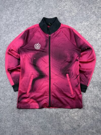 Stüssy Swirl Print Track Jacket Men’s L Pink Black Full Zip Streetwear Sports Jacket
