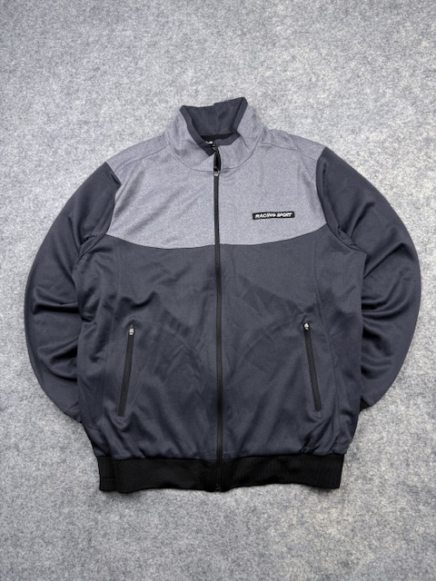 Pjs racing sport full zip track jacket men’s xl grey black athletic bomber korea PJS Racing Sport Full Zip Track Jacket Men’s XL Grey Black Athletic Bomber Korea