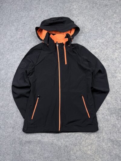 Women’s Hooded Softshell Jacket M Black Orange Waterproof Windbreaker Outdoor Woven