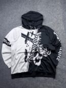 Jägermeister Oversized Hoodie 2XL Black White Graphic Pullover Streetwear Sweatshirt