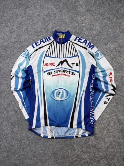 IB Sports Team Long Sleeve Cycling Jersey Blue White Full Zip MTB Road Bike Men’s S