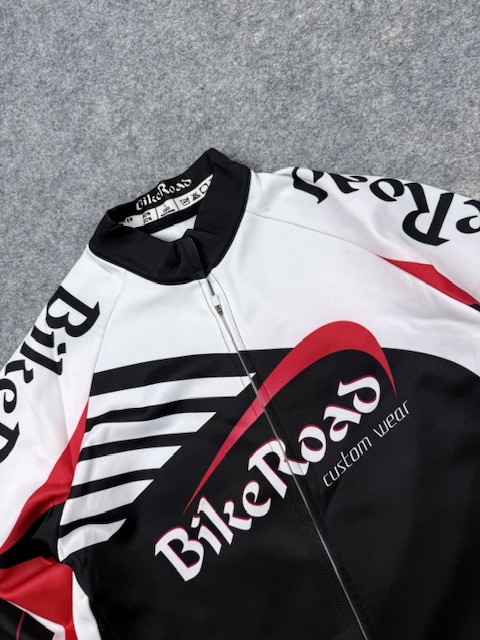 BikeRoad Custom Wear Long Sleeve Cycling Jersey Full Zip Black Red White Men’s L BikeRoad Custom Wear Long Sleeve Cycling Jersey Full Zip Black Red White Men’s L - Image 2