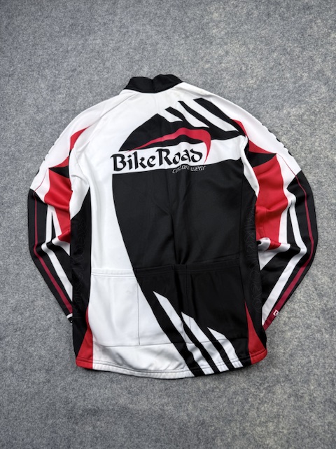 BikeRoad Custom Wear Long Sleeve Cycling Jersey Full Zip Black Red White Men’s L BikeRoad Custom Wear Long Sleeve Cycling Jersey Full Zip Black Red White Men’s L - Image 4