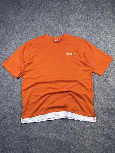 D-jd orange graphic printed layered t-shirt – xl D-JD Orange Graphic Printed Layered T-Shirt – XL