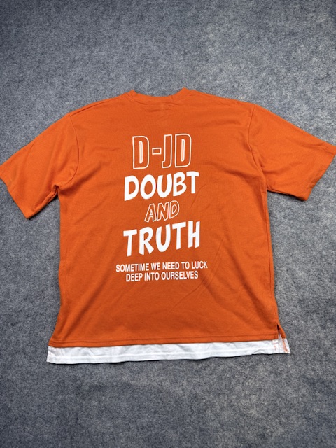 D-jd orange graphic printed layered t-shirt – xl D-JD Orange Graphic Printed Layered T-Shirt – XL - Image 4