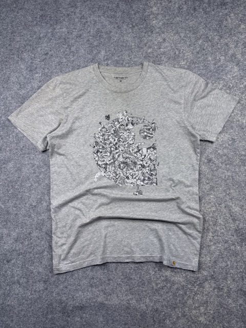 Carhartt wip grey graphic print t-shirt 100% cotton – m Carhartt WIP Grey Graphic Print T-Shirt 100% Cotton – M
