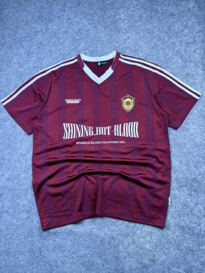 CHANYOUU CY Football Jersey – Maroon & White Striped Soccer Shirt – XL Oversized