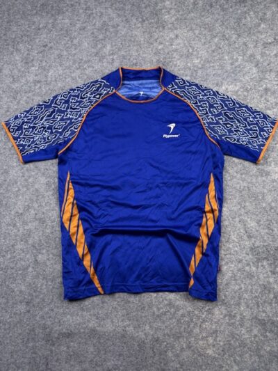 Flypower Football Jersey – Blue & Orange Patterned Sports Shirt – Size M
