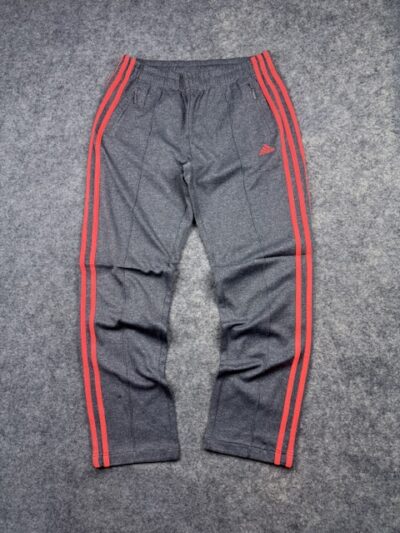 Adidas Women’s Grey Red 3-Stripes Track Pants – L