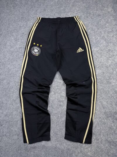 Adidas Germany Football Track Pants Black Gold 3-Stripes Soccer Training Woven Pants M/L