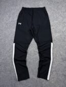 Under Armour Track Pants Men’s Size M – Black Fitted Training Joggers with White Side Panels & Ankle Zippers