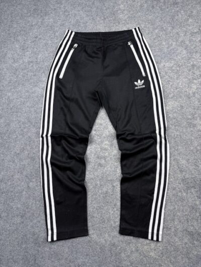 Adidas Vintage Track Pants – Black/White 3-Stripes – Size M