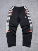 Adidas Black Track Pants 3-Stripes Sports Joggers with Zipper Pockets & Ankle Zips – Size L