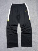 Reebok Black Track Pants with White Side Panels & Yellow Accents – XL