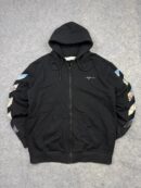 Authentic Off-White c/o Virgil Abloh SS19 Impressionism Arrow Zip-Up Hoodie - Black | Size L