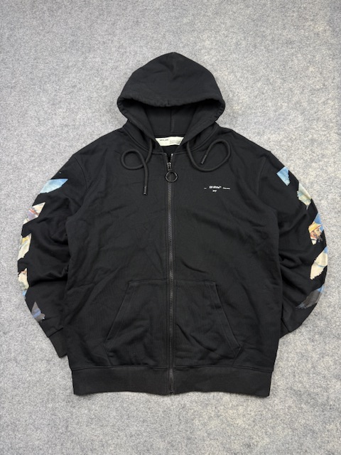 Authentic Off-White c/o Virgil Abloh SS19 Impressionism Arrow Zip-Up Hoodie - Black | Size L Authentic Off-White c/o Virgil Abloh SS19 Impressionism Arrow Zip-Up Hoodie - Black | Size L