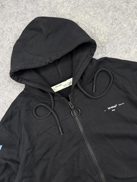 Authentic Off-White c/o Virgil Abloh SS19 Impressionism Arrow Zip-Up Hoodie - Black | Size L Authentic Off-White c/o Virgil Abloh SS19 Impressionism Arrow Zip-Up Hoodie - Black | Size L - Image 2