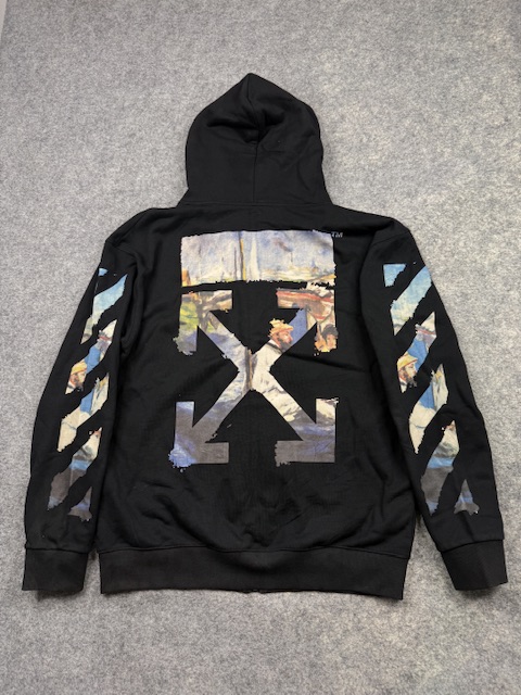 Authentic Off-White c/o Virgil Abloh SS19 Impressionism Arrow Zip-Up Hoodie - Black | Size L Authentic Off-White c/o Virgil Abloh SS19 Impressionism Arrow Zip-Up Hoodie - Black | Size L - Image 13