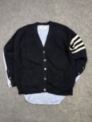 Authentic Thom Browne New York 4-Bar Stripe Layered Cardigan - Navy/Light Blue
