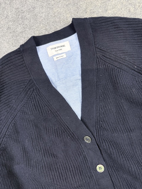 Authentic Thom Browne New York 4-Bar Stripe Layered Cardigan - Navy/Light Blue Authentic Thom Browne New York 4-Bar Stripe Layered Cardigan - Navy/Light Blue - Image 2