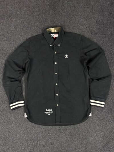 Authentic Pre-Loved AAPE by *A Bathing Ape Long Sleeve Button-Up Shirt - Black | Size M