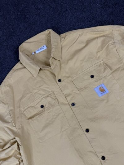 Authentic Pre-Loved Carhartt Work In Progress (WIP) Button-Up Overshirt – Yellow/Khaki | Size M