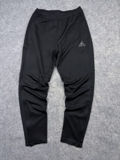 Adidas Track Pants | Black Performance Joggers | Tapered Fit with Ankle Zippers | M/L
