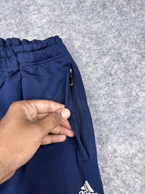 Adidas Navy Blue Track Pants | XL | White 3-Stripes | Zippered Legs Adidas Navy Blue Track Pants | XL | White 3-Stripes | Zippered Legs - Image 3