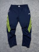 Adidas Performance Navy Blue Track Pants with Neon Stripes | XL | Zipper Leg Opening