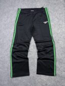 Reebok Classic Black Track Pants with Green Stripes – Size L