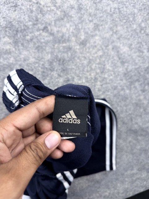 Adidas Navy Blue Track Pants | Size M/L | White 3-Stripes | Vintage Sportswear Adidas Navy Blue Track Pants | Size M/L | White 3-Stripes | Vintage Sportswear - Image 3