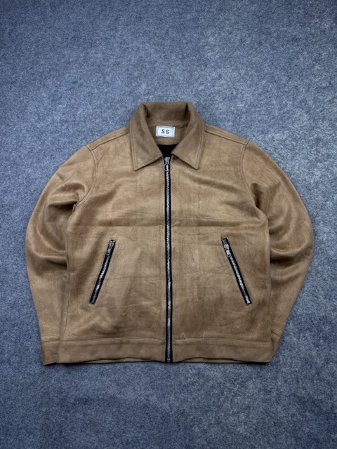 SG Brown Suede-Style Zip Jacket – M | Vintage Casual Jacket SG Brown Suede-Style Zip Jacket – M | Vintage Casual Jacket