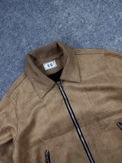 SG Brown Suede-Style Zip Jacket – M | Vintage Casual Jacket SG Brown Suede-Style Zip Jacket – M | Vintage Casual Jacket - Image 2