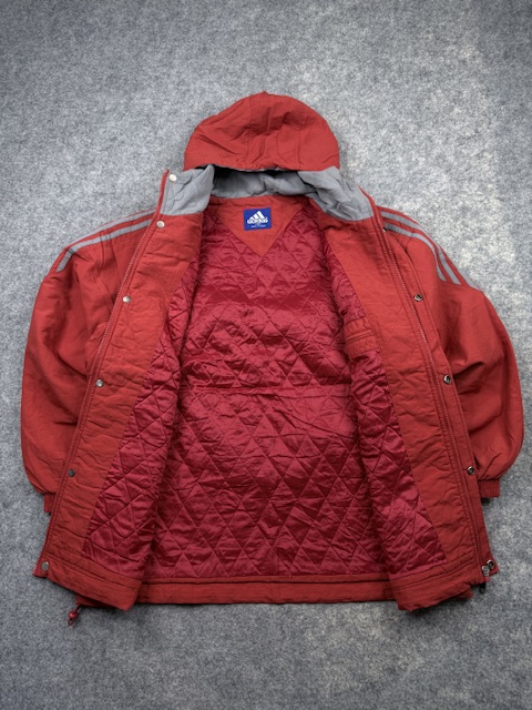 Adidas Vintage Red Hooded Track Jacket – L/XL Oversized Adidas Vintage Red Hooded Track Jacket – L/XL Oversized - Image 5