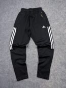 Adidas Black Winter Track Pants with White 3-Stripes – Size M