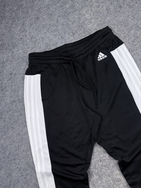 Adidas Black Track Pants with White 3-Stripes & Logo – Size L Adidas Black Track Pants with White 3-Stripes & Logo – Size L - Image 2