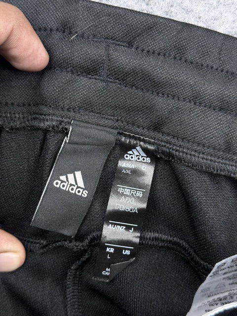 Adidas Black Track Pants with White 3-Stripes & Logo – Size L Adidas Black Track Pants with White 3-Stripes & Logo – Size L - Image 3
