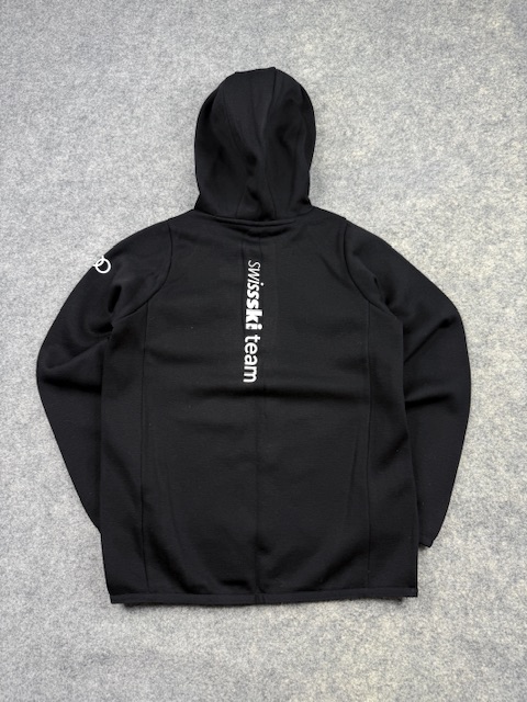 Authentic Pre-Loved Descente Ski Athletic Hoodie - Black Sponsor Graphic Skiwear | Size Women's XS Authentic Pre-Loved Descente Ski Athletic Hoodie - Black Sponsor Graphic Skiwear | Size Women's XS - Image 4