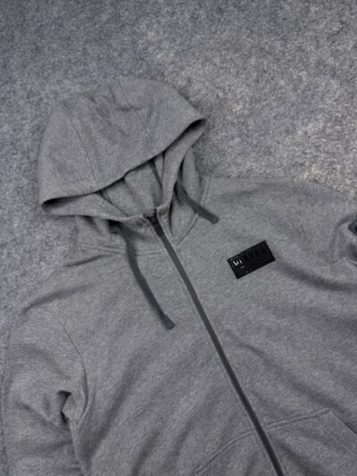 Authentic Pre-Loved TEAMS Utility Full-Zip Fleece Hoodie – Heather Gray with Sleeve Pocket | Size L