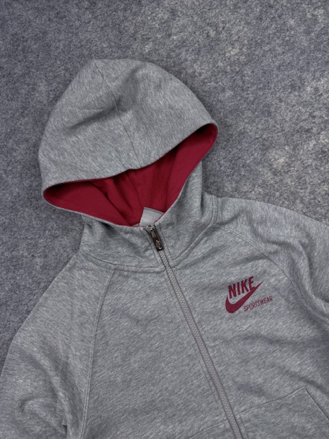 Authentic Pre-Loved Nike Sportswear Full-Zip Hoodie - Heather Gray with Red Accents | Size XXS Authentic Pre-Loved Nike Sportswear Full-Zip Hoodie - Heather Gray with Red Accents | Size XXS - Image 2
