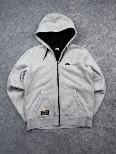 Authentic Pre-Loved Ellesse Heritage Full-Zip Sherpa Lined Hoodie – Heather Gray | Size S