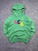 Authentic Pre-Loved Le Coq Sportif Graphic Button-Collar Hoodie - Green/Multicolor | Size S
