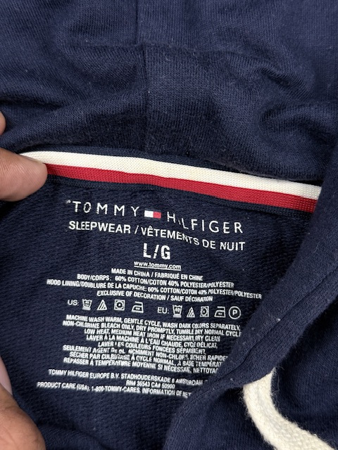 Authentic Pre-Loved Tommy Hilfiger Loungewear Striped Pullover Hoodie - Navy Blue | Size L Authentic Pre-Loved Tommy Hilfiger Loungewear Striped Pullover Hoodie - Navy Blue | Size L - Image 3