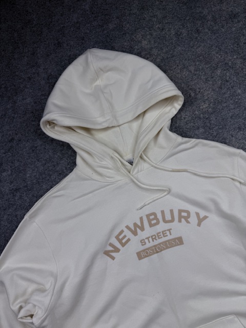 Authentic Pre-Loved Polham "Newbury Street" Graphic Pullover Hoodie - Cream/Off-White | Size L (Oversized) Authentic Pre-Loved Polham "Newbury Street" Graphic Pullover Hoodie - Cream/Off-White | Size L (Oversized) - Image 2