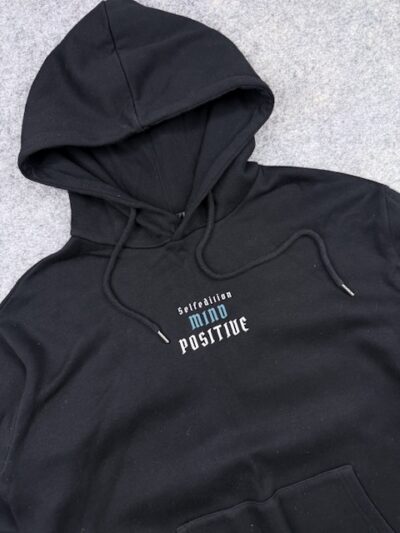 Authentic Pre-Loved Litmus “Positive Mind” Graphic Pullover Hoodie – Black | Size M (Oversized Fit)