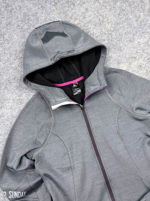 Authentic Pre-Loved Le Coq Sportif Modulate Full-Zip Technical Hoodie - Heather Gray/Pink | Women's Size L (Stretchy Fit) Authentic Pre-Loved Le Coq Sportif Modulate Full-Zip Technical Hoodie - Heather Gray/Pink | Women's Size L (Stretchy Fit) - Image 2