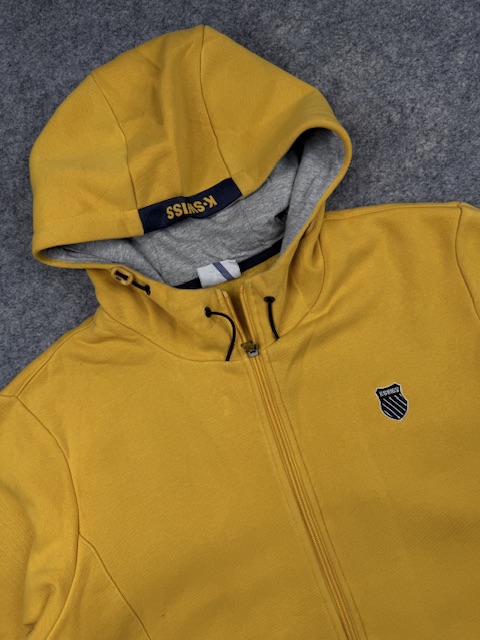 Authentic Pre-Loved K-Swiss Athletic Full-Zip Hoodie - Mustard Yellow | Size L Authentic Pre-Loved K-Swiss Athletic Full-Zip Hoodie - Mustard Yellow | Size L - Image 2