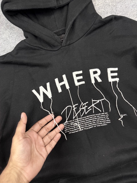 Authentic Pre-Loved Bershka "Where Desert" Graphic Pullover Hoodie - Black | Size L (Oversized Fit) Authentic Pre-Loved Bershka "Where Desert" Graphic Pullover Hoodie - Black | Size L (Oversized Fit) - Image 3