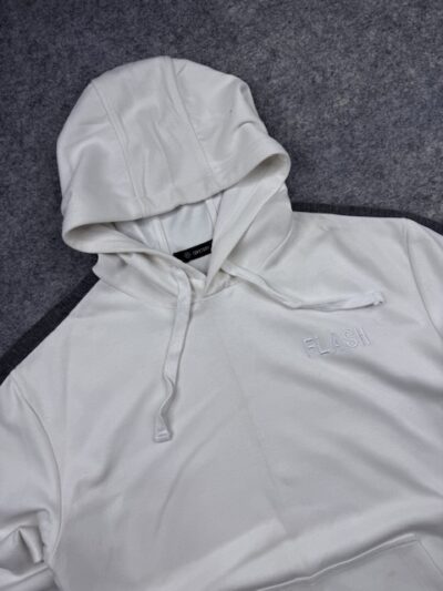 Authentic Pre-Loved Tomstory “Flash” Contrast Panel Pullover Hoodie – Off-White / Charcoal | Size M